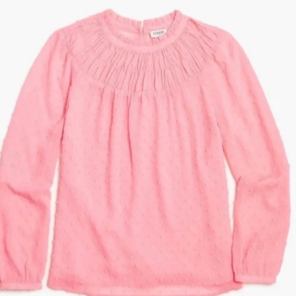J. Crew Factory M Cut Swiss Dot Pink Long Sleeve Top